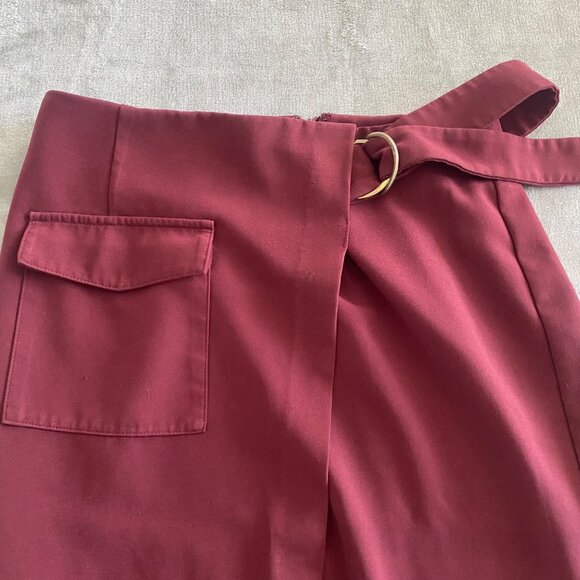 Forever 21‎ Burgundy Wrap Pencil Skirt|Size Medium - Picture 2 of 12